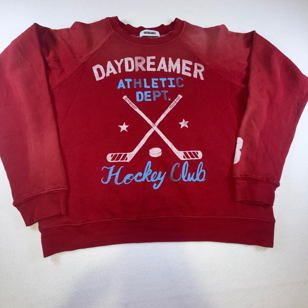 Daydreamer Athletic Dept Hockey Club Sweatshirt Red Graphic Pullover Small NWOT - Picture 2 of 9